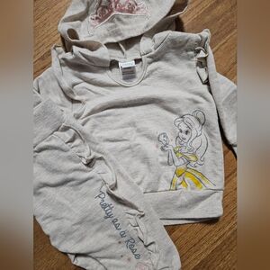 Disney Belle Kids Hoodie and Pants Set - Beige and Yellow